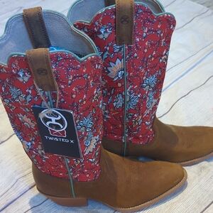 Twisted X Floral Red and Tan Western Boots